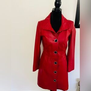 Danier Red Leather Coat